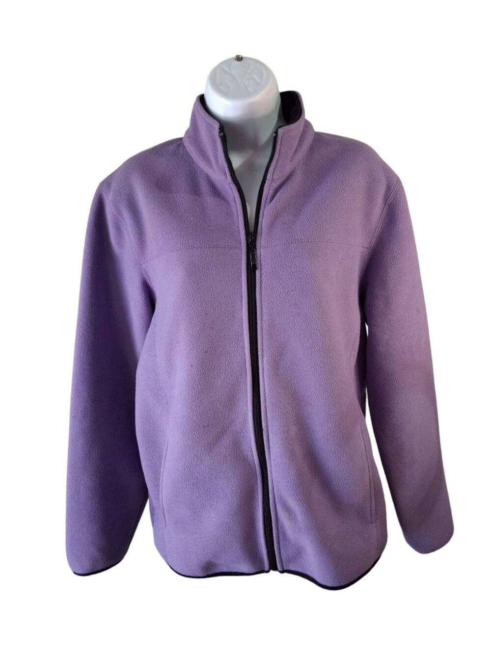 Kim Rogers Fleece Zip Up Jacket Womens M Purple Cozy Gorpcore Outdoor Layer
